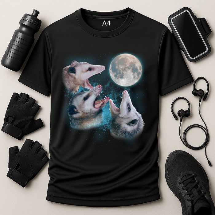 Funny Three Opossum Moon Performance Shirt