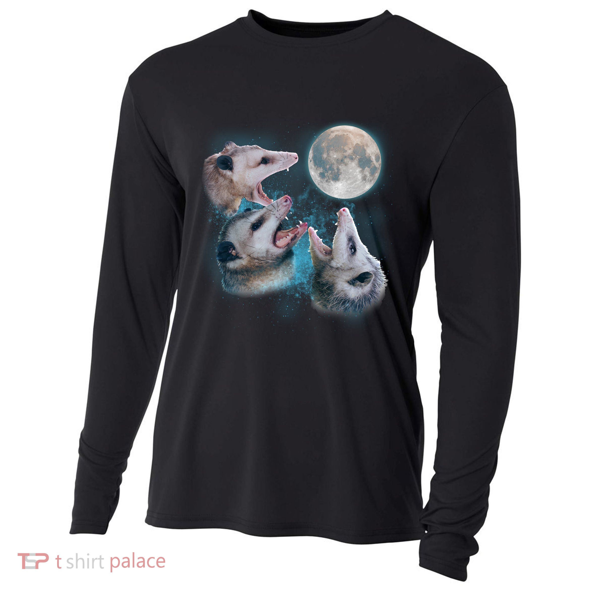 Funny Three Opossum Moon Cooling Performance Long Sleeve Crew