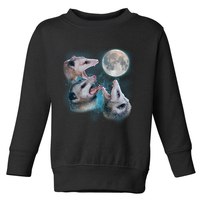 Funny Three Opossum Moon Toddler Sweatshirt