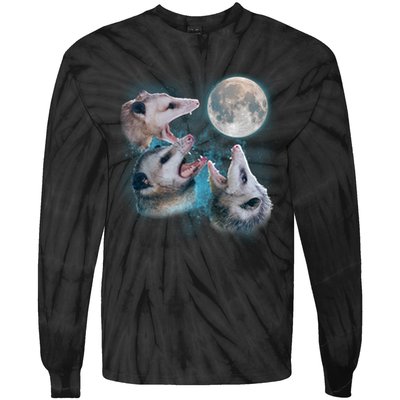 Funny Three Opossum Moon Tie-Dye Long Sleeve Shirt
