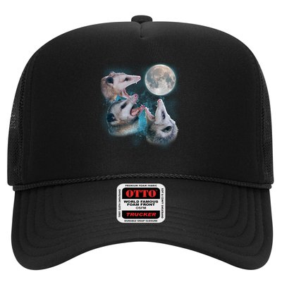 Funny Three Opossum Moon Trucker Hat