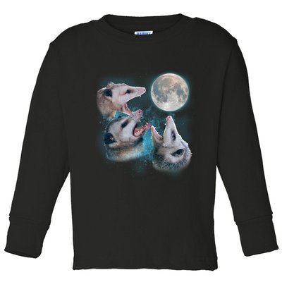 Funny Three Opossum Moon Toddler Long Sleeve Shirt