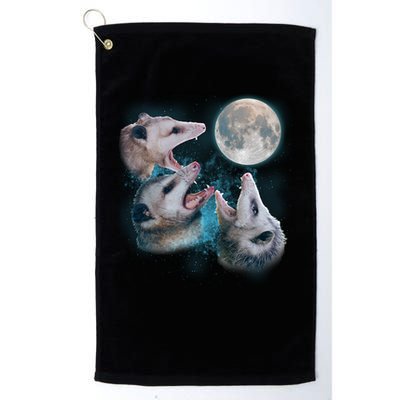 Funny Three Opossum Moon Golf Towel
