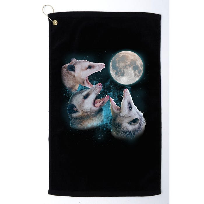 Funny Three Opossum Moon Golf Towel