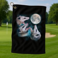Funny Three Opossum Moon Golf Towel