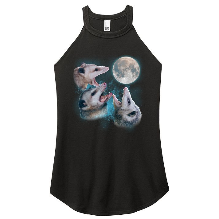 Funny Three Opossum Moon Women's Perfect Tri Rocker Tank