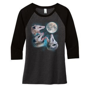 Funny Three Opossum Moon Women's Tri-Blend 3/4-Sleeve Raglan Shirt