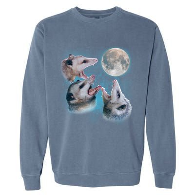 Funny Three Opossum Moon Garment-Dyed Sweatshirt