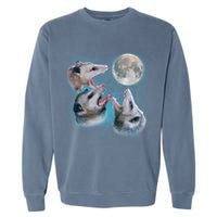Funny Three Opossum Moon Garment-Dyed Sweatshirt