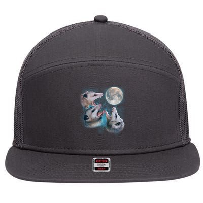 Funny Three Opossum Moon 7 Panel Mesh Trucker Snapback Hat