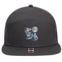 Funny Three Opossum Moon 7 Panel Mesh Trucker Snapback Hat