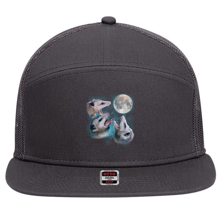 Funny Three Opossum Moon 7 Panel Mesh Trucker Snapback Hat