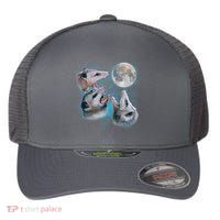 Funny Three Opossum Moon Flexfit Unipanel Trucker Cap