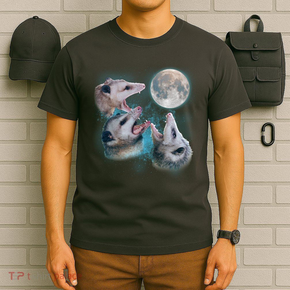 Funny Three Opossum Moon T-Shirt