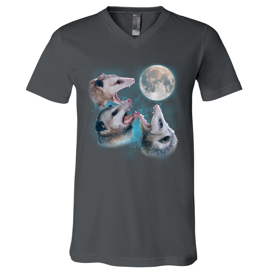 Funny Three Opossum Moon V-Neck T-Shirt