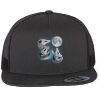 Funny Three Opossum Moon Flatbill Hat