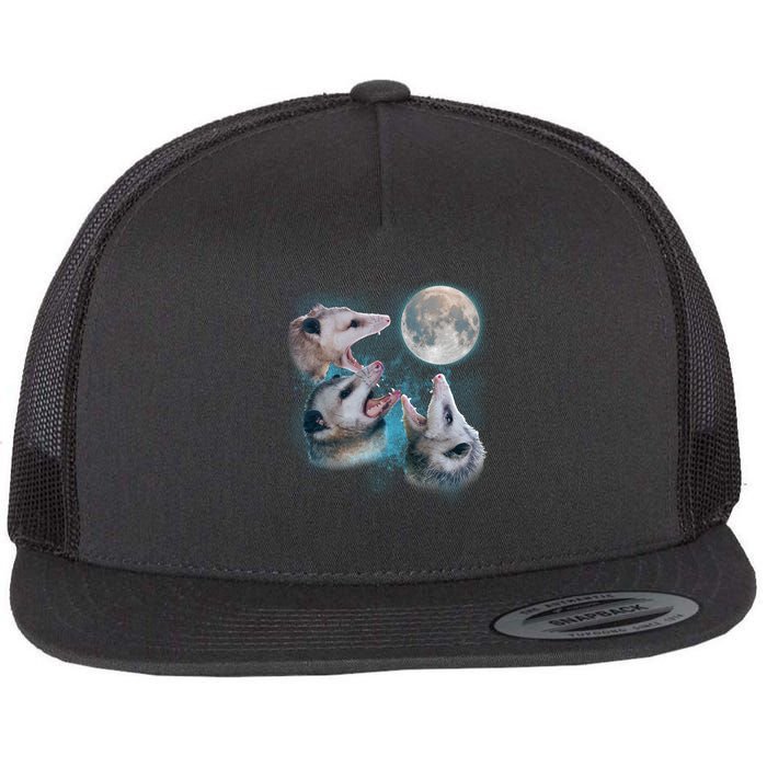 Funny Three Opossum Moon Flatbill Hat