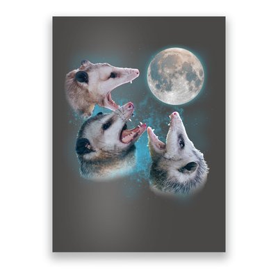 Funny Three Opossum Moon Poster