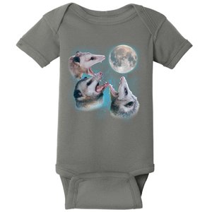 Funny Three Opossum Moon Baby Bodysuit