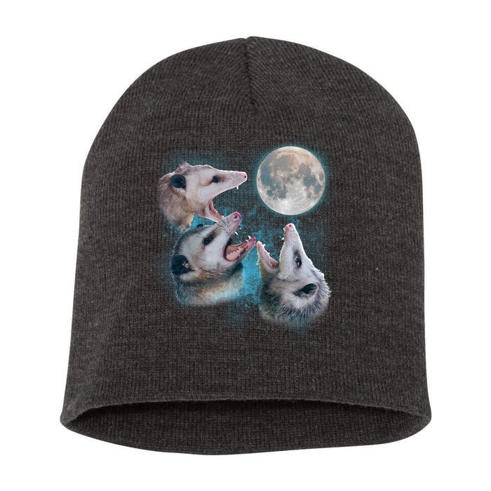 Funny Three Opossum Moon Short Acrylic Beanie