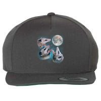 Funny Three Opossum Moon Wool Snapback Cap