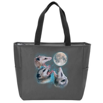 Funny Three Opossum Moon Zip Tote Bag