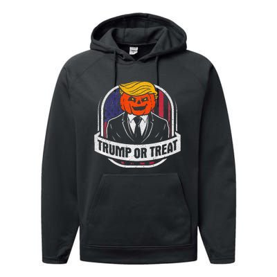 Funny Trump Or Treat Halloween Premium Performance Fleece Hoodie