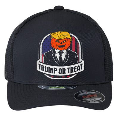 Funny Trump Or Treat Halloween Premium Flexfit Unipanel Trucker Cap