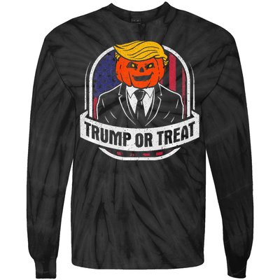 Funny Trump Or Treat Halloween Premium Tie-Dye Long Sleeve Shirt