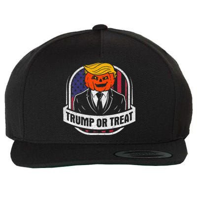 Funny Trump Or Treat Halloween Premium Wool Snapback Cap