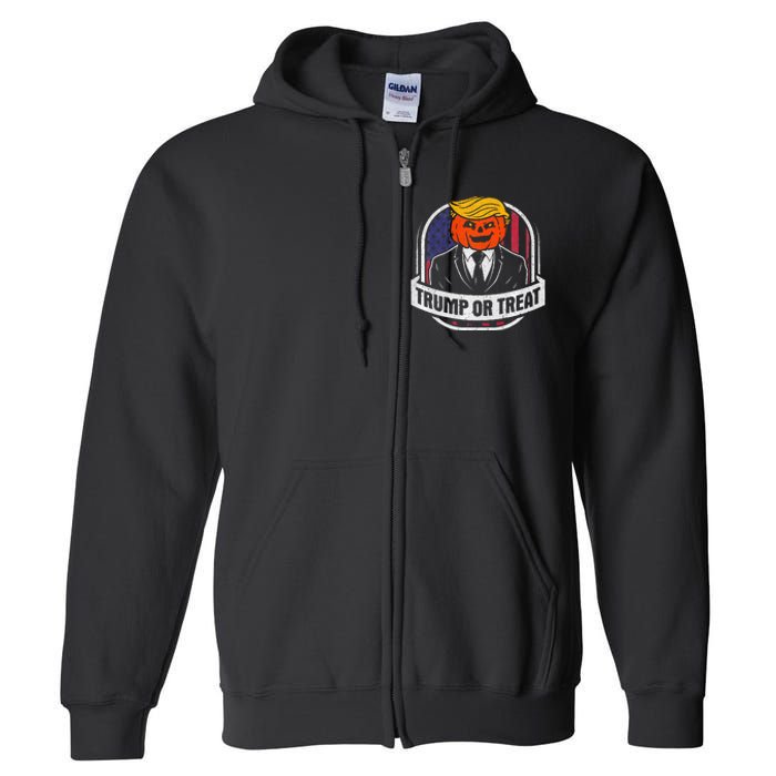 Funny Trump Or Treat Halloween Premium Full Zip Hoodie