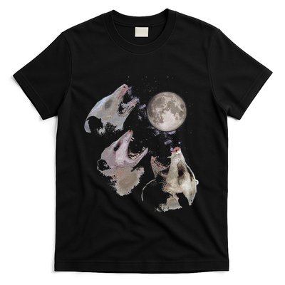 Funny Three Opposum Moon With 3 Possums Howling & Dead Moon T-Shirt