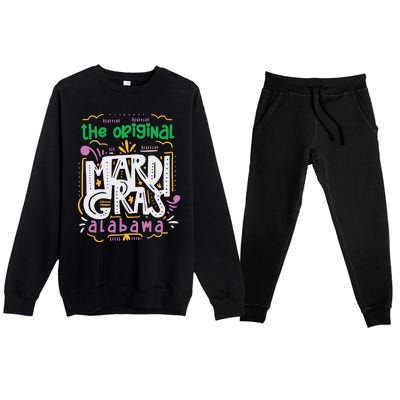 Funny The Original Mardi Gras Carnival Alabama Mobile City Premium Crewneck Sweatsuit Set