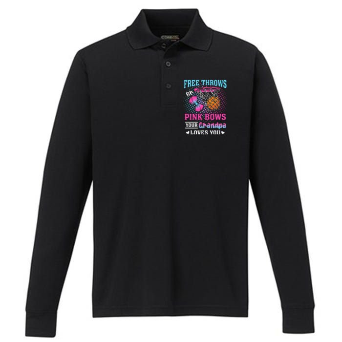 Free Throws Or Pin.K Bows Your Grandpa Loves You Gender Performance Long Sleeve Polo