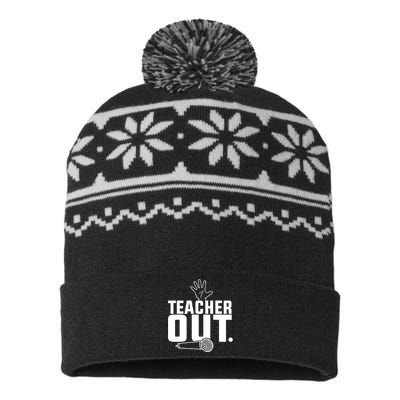 Funny Teacher Out Last Day Of School End Of Year Teacher USA-Made Snowflake Beanie