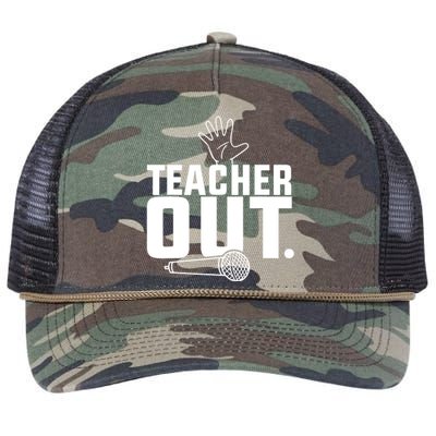 Funny Teacher Out Last Day Of School End Of Year Teacher Retro Rope Trucker Hat Cap