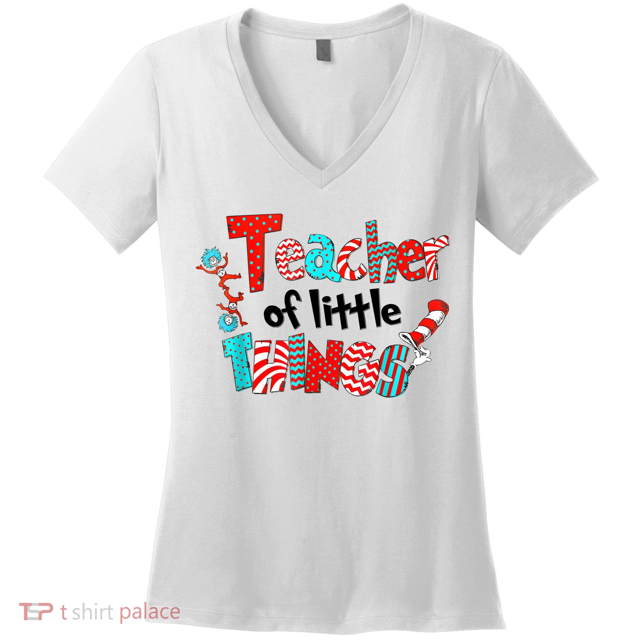 Funny Teacher Of Little Things For Teacher Cat And Hat Women's V-Neck T-Shirt