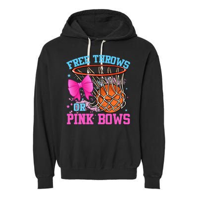 Free Throws or Pink Bows Pregnancy Pink or Blue Basketball Garment-Dyed Fleece Hoodie