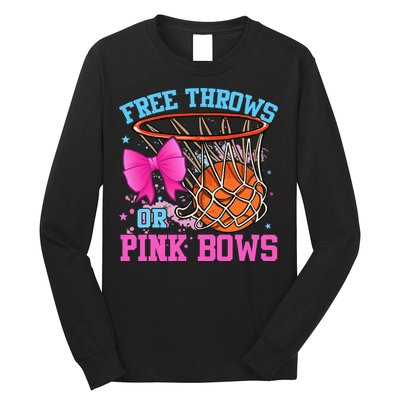 Free Throws or Pink Bows Pregnancy Pink or Blue Basketball Long Sleeve Shirt