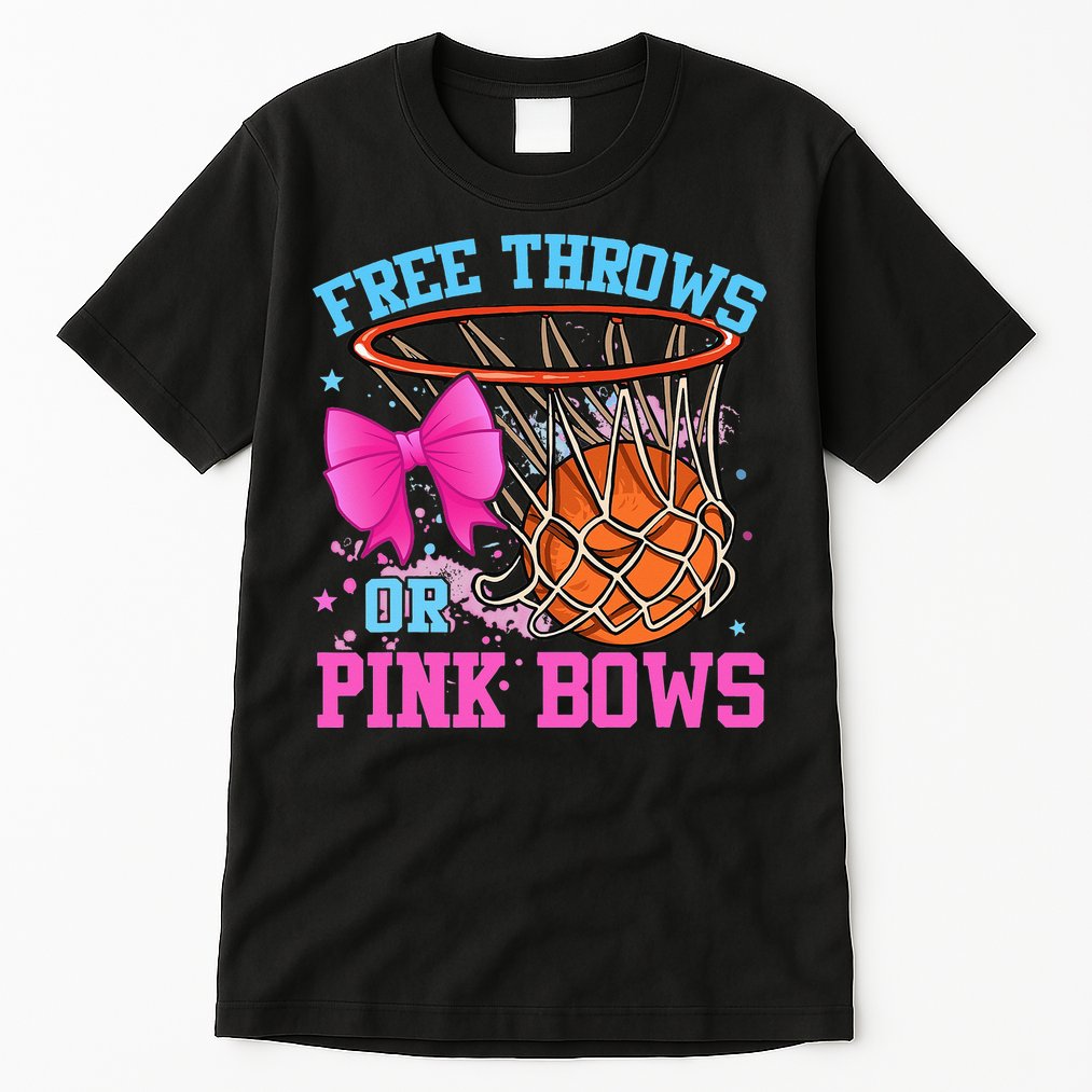 Free Throws or Pink Bows Pregnancy Pink or Blue Basketball Tall T-Shirt