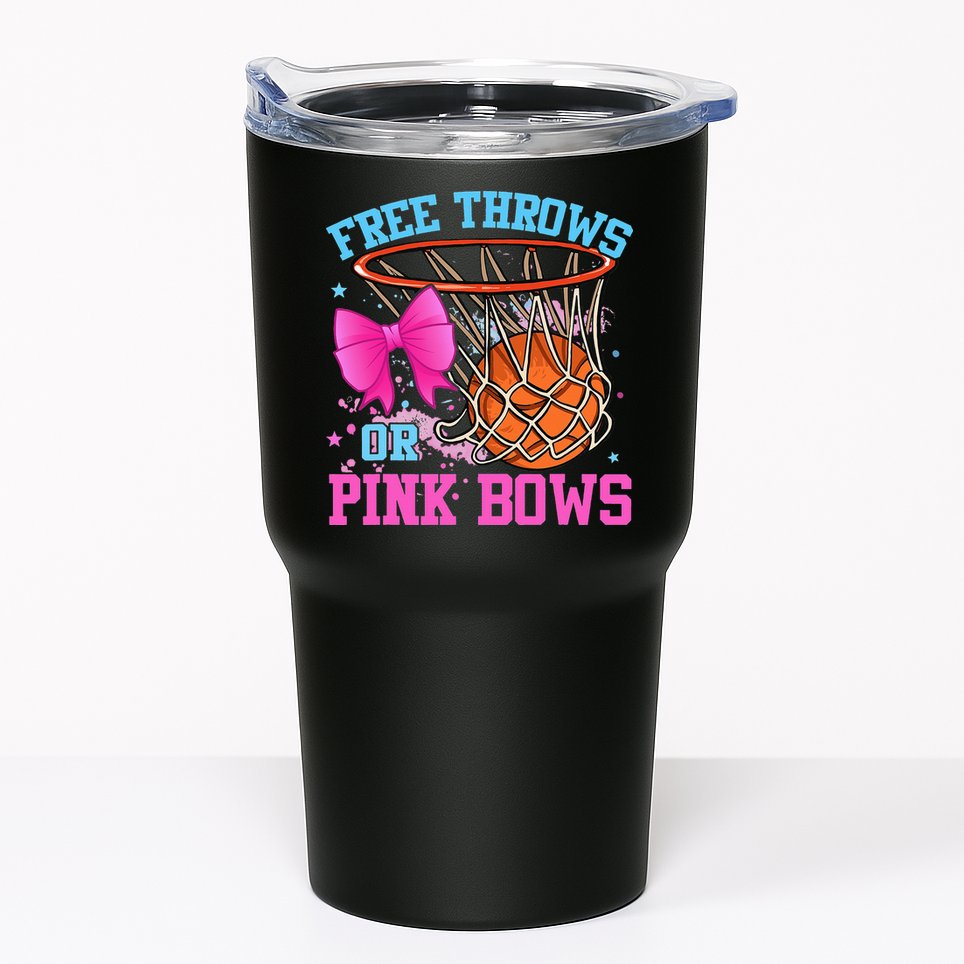 Free Throws or Pink Bows Pregnancy Pink or Blue Basketball Tumbler