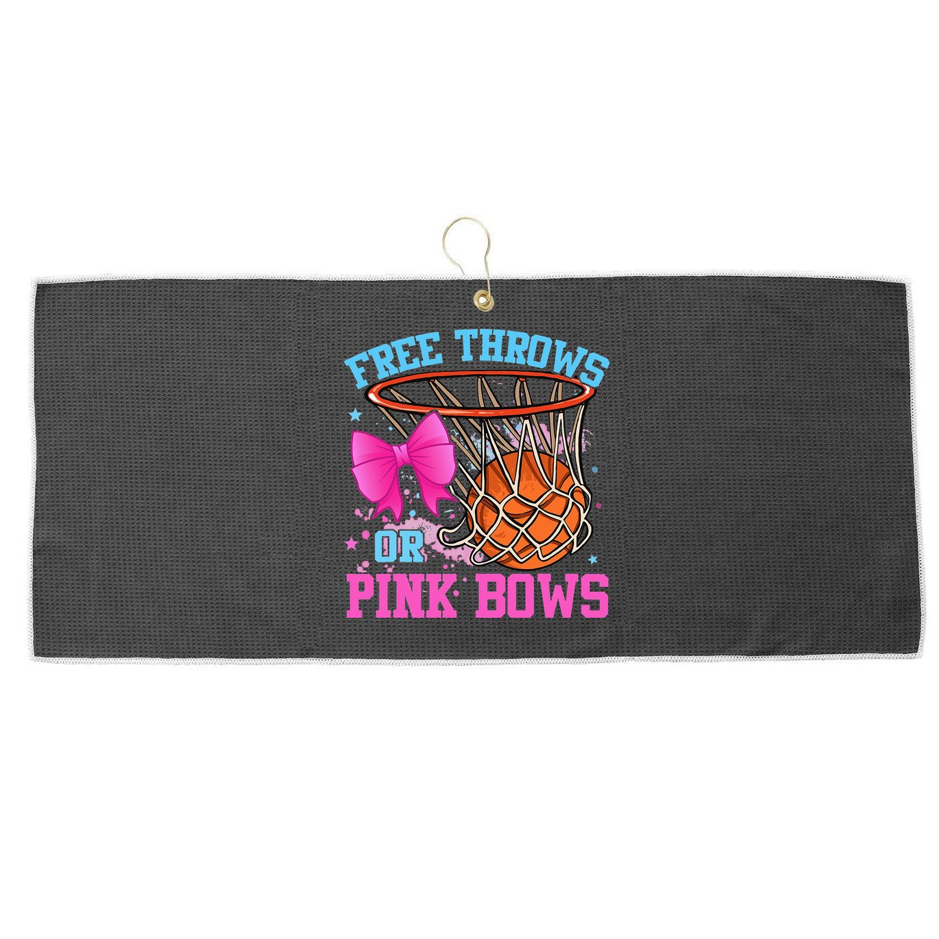 Free Throws or Pink Bows Pregnancy Pink or Blue Basketball Large Microfiber Waffle Golf Towel