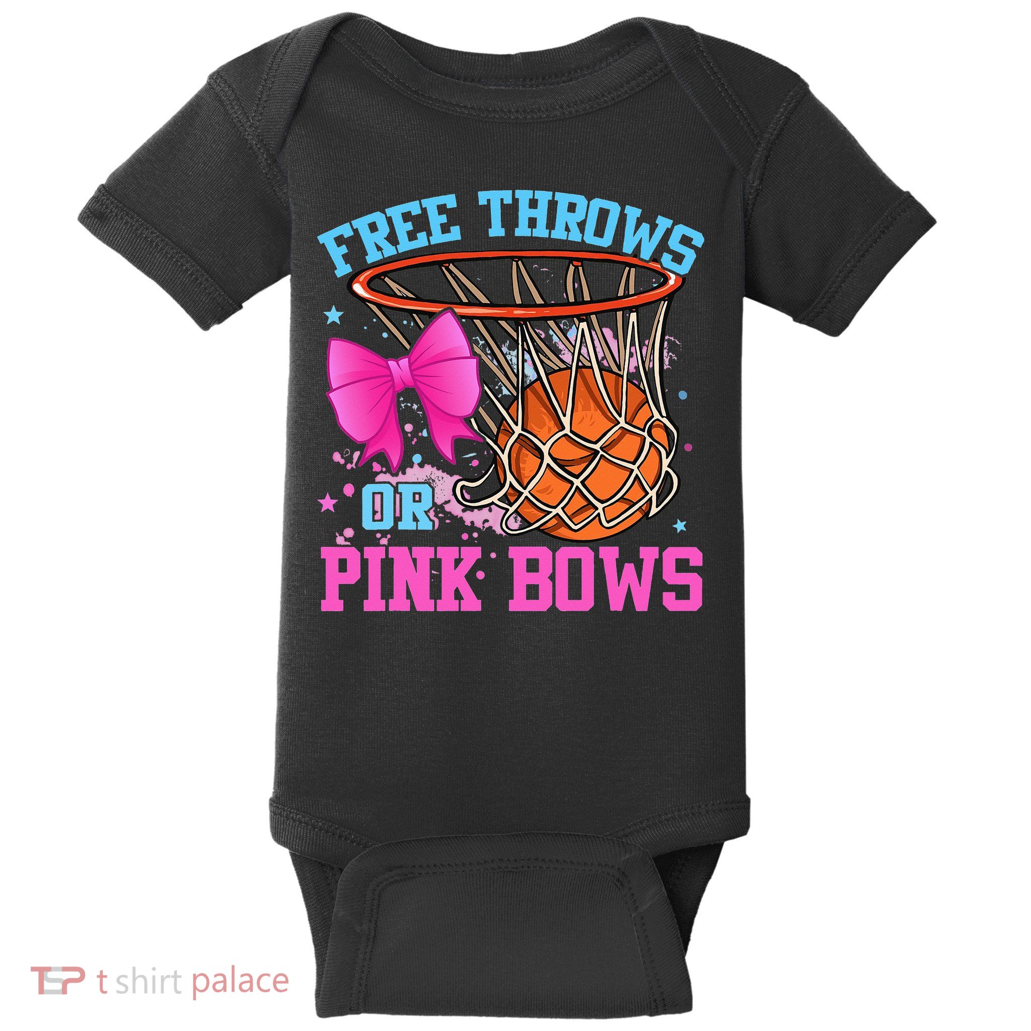 Free Throws or Pink Bows Pregnancy Pink or Blue Basketball Baby Bodysuit