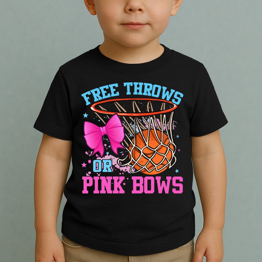 Free Throws or Pink Bows Pregnancy Pink or Blue Basketball Toddler T-Shirt