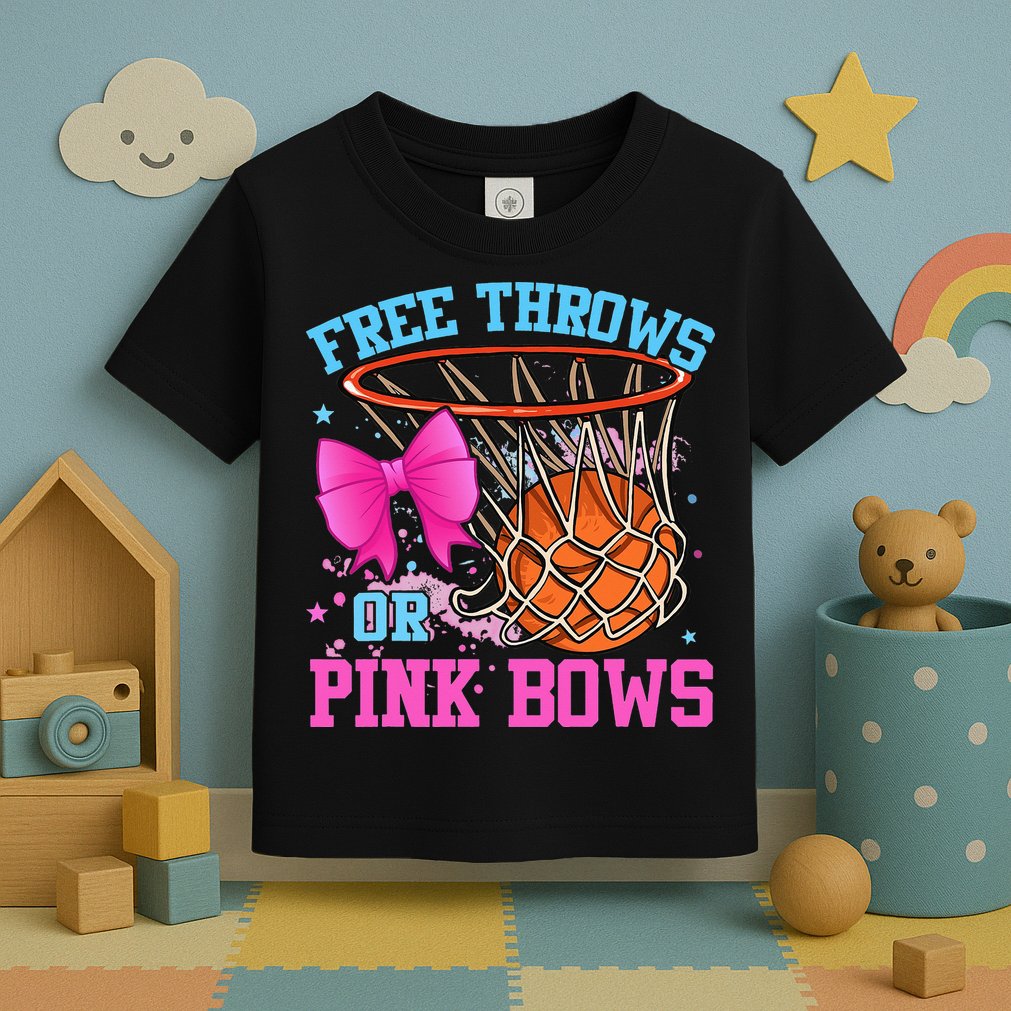 Free Throws or Pink Bows Pregnancy Pink or Blue Basketball Toddler T-Shirt