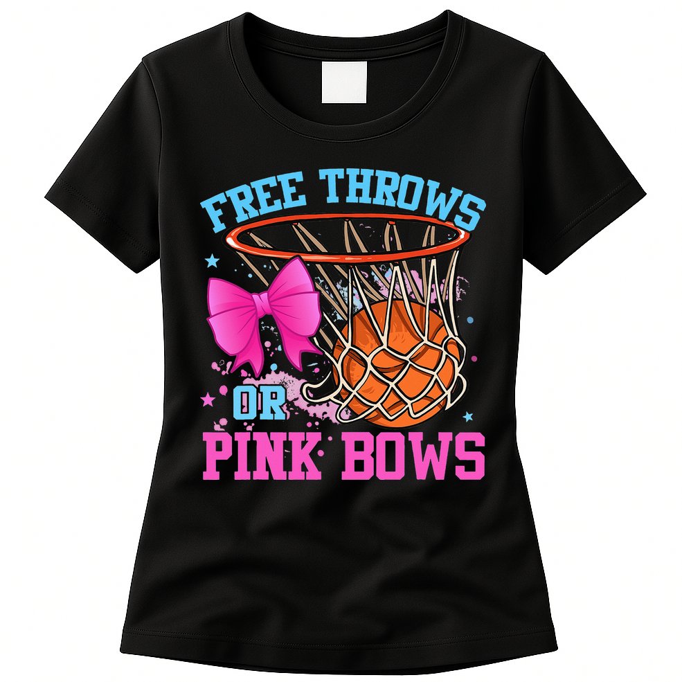 Free Throws or Pink Bows Pregnancy Pink or Blue Basketball Womens T-Shirt