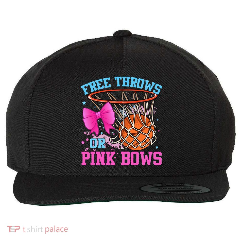 Free Throws or Pink Bows Pregnancy Pink or Blue Basketball Wool Snapback Cap