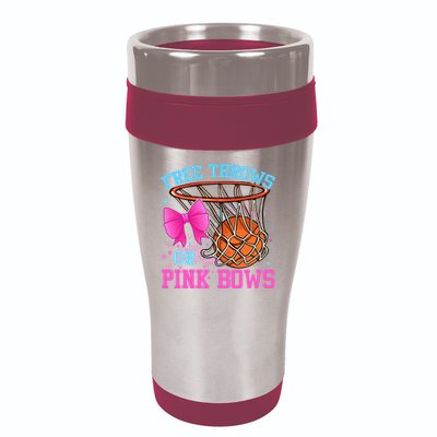 Free Throws or Pink Bows Pregnancy Pink or Blue Basketball 16oz Travel Tumbler