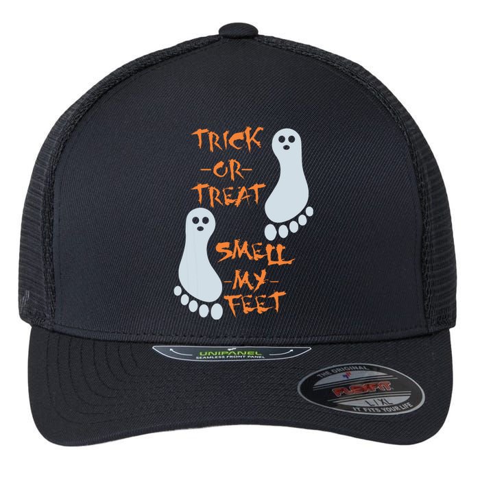 Funny Trick Or Treat Smell My Feet Halloween Flexfit Unipanel Trucker Cap