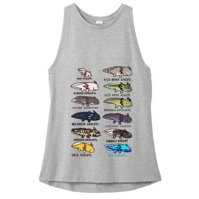 Funny Type Of Axolotls Funny Axolotl Lovers  Ladies PosiCharge Tri-Blend Wicking Tank